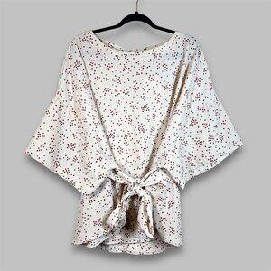 Hayden the Leslie Shirt-Dots Scoop Neck Cream Boho Blouse Size 2XL-3XL